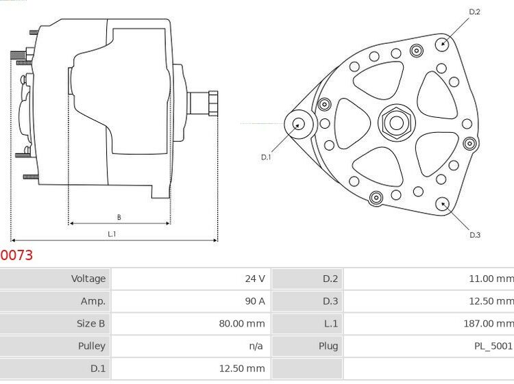 Alternator 10.145 4.6  10.185 4.6  10.225 6.9  12.185 4.6  12.225 6.9  12.285 6.9  14