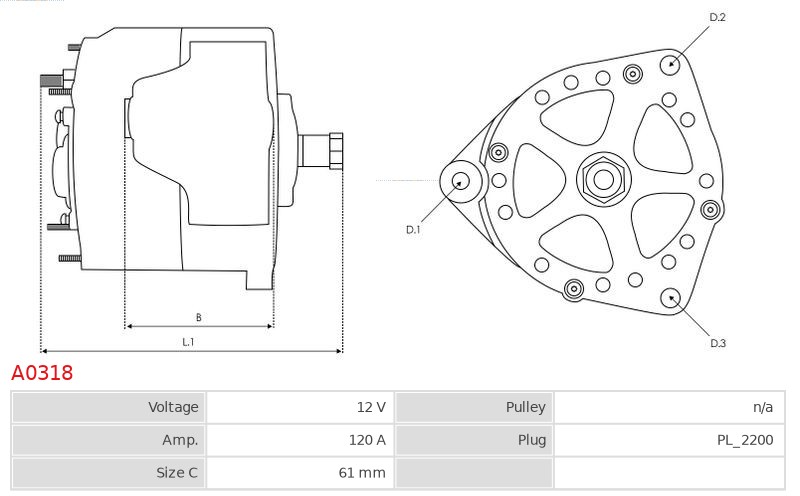 Alternator BUICK Allure 3.6 V6 Lacrosse 3.6 V6 01.2005-