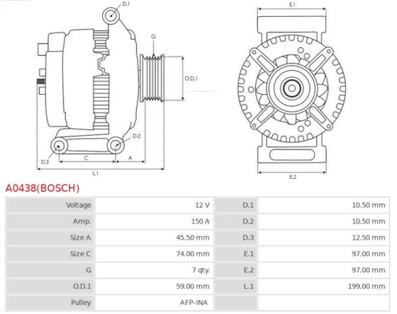 Alternator A0438(BOSCH) AS