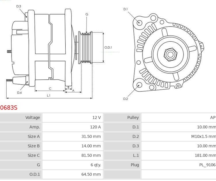 Alternator 100 2.2 Quattro  100 2.5 TDi  A6 2.3  A6 2.3 Quattro  A6 2.5 TDi  Passat 2