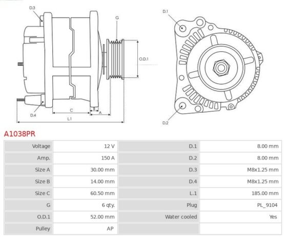 Alternator Thesis 3.0 V6  Thesis 3.2 V6 [841A.000]  [841L.000] 01.2002-12.2009