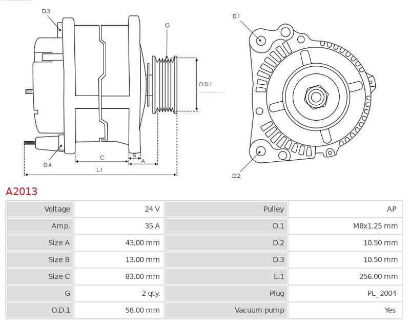 Alternator NISSAN PATROL 3.2 3.3