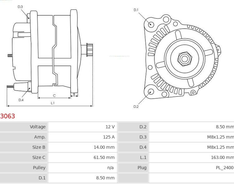 Alternator  125A LAGUNA 1.8 2.0