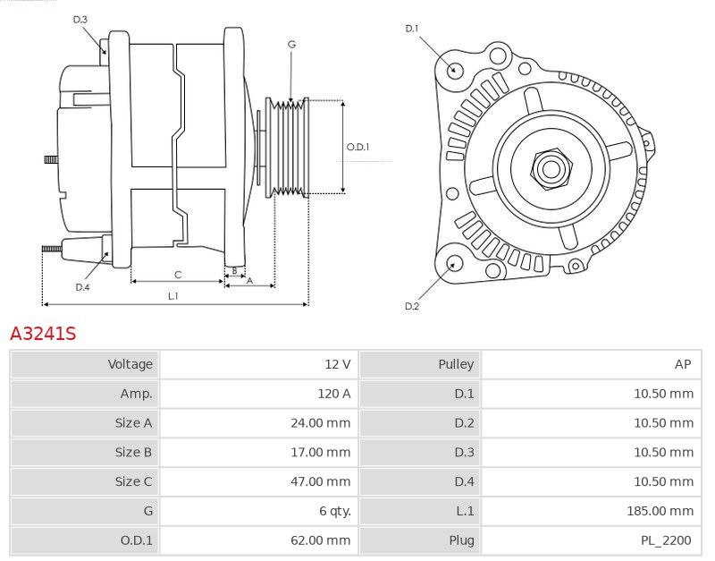 Alternator Centennial 3.5 XG30 3.0 i V6 XG300 3.0 i V6 XG35 3.5 i V6 XG350 3.5 i