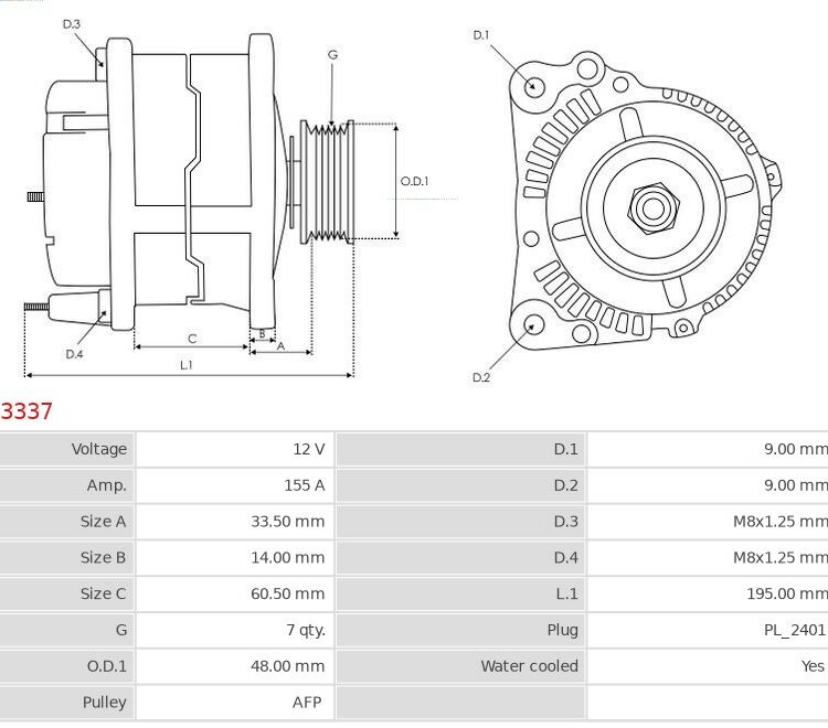 Alternator Espace 1.9 dCi  Espace 1.9 dCi Expression  Espace 2.0  Espace 2.0 Turbo  E
