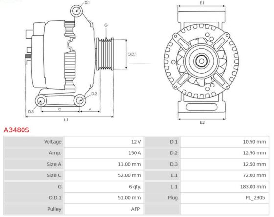 Alternator C-Max 1.6 EcoBoost  Focus 1.6 EcoBoost  Grand C-Max 1.6 EcoBoost  Kuga 1.6