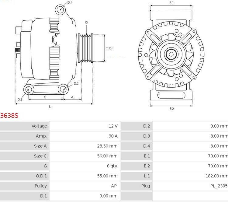 Alternator Vesta 1.6  Vesta 1.8 Sport [21129]  [21179] 11.2015-