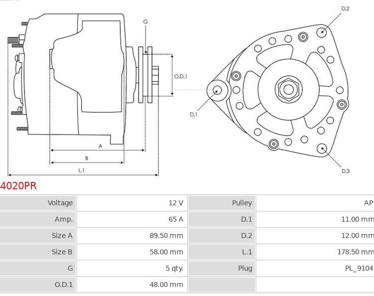 Alternator 114 1.4 i  211 1.1 i  214 1.4 i  214 1.4 Si  216 1.6 i  216 1.6 Si  216 1.