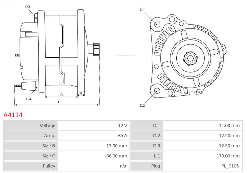 Alternator L60 2.9 L65 3.6 L75 3.9 L85 3.9 L95 3.9 TL Series TL100 TL70 TL80