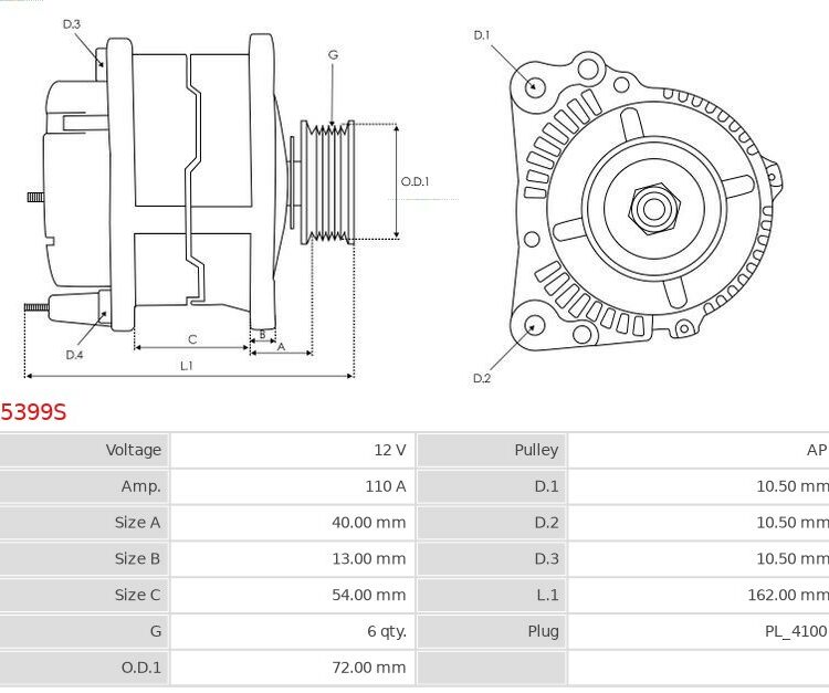 Alternator Eclipse 2.4  Galant 2.4  01.2006-12.2012