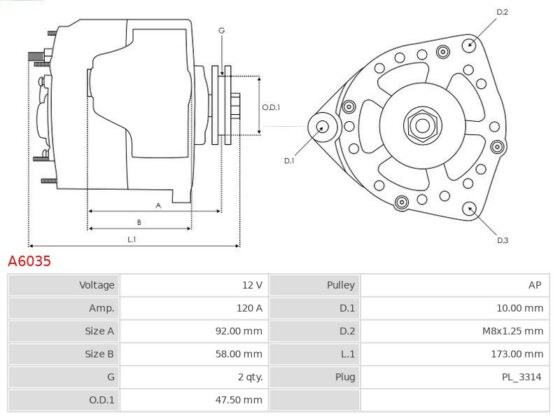 Alternator  120A LAND CRIUSER 4.2 TD