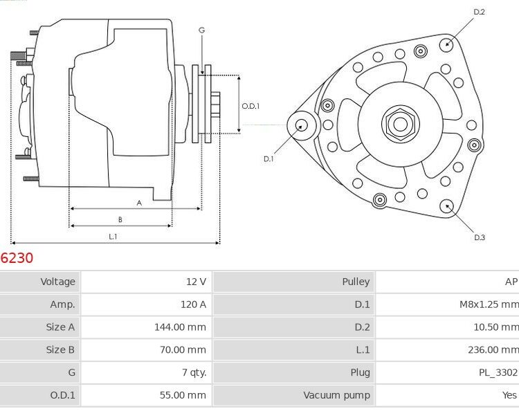 Alternator Defender 2.5 TD5 4×4 Cabrio  Defender 2.5 TD5 4×4 Pick Up  Defender 2.5 TD