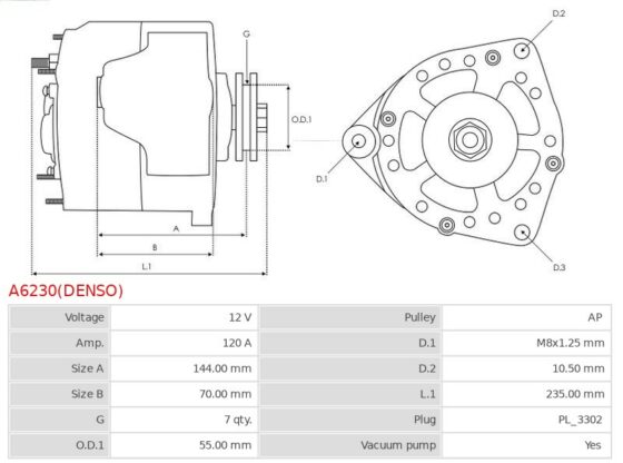Alternator Defender 2.5 TD5 4×4 Cabrio  Defender 2.5 TD5 4×4 Pick Up  Defender 2.5 TD
