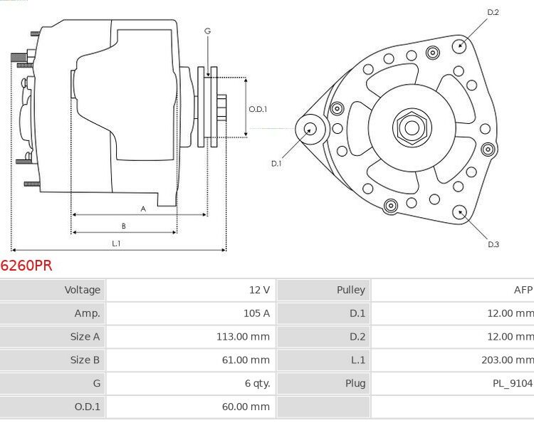 Alternator 159 1.9 JTDM 8V  Croma 1.9 JTD 16V  Croma 1.9 JTD 8V  Croma 1.9 Multijet 
