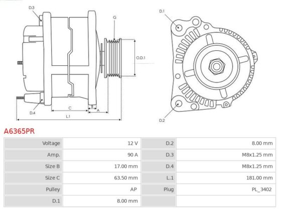 Alternator Focus 1.8 TDCi  Focus 1.8 TDDi  Focus 2.0 i 16V  Focus 2.0 i RS  Focus 2.0