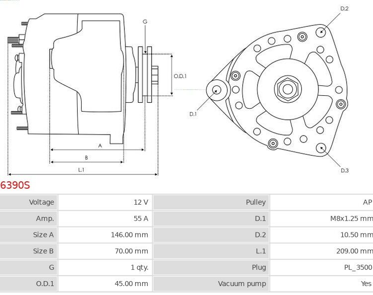 Alternator Corolla 1.8 D  Corolla Compact 1.8 D  Corolla Liftback 1.8 D  Liteace 1.8