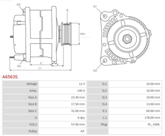 Alternator Bonneville 4.6 V8  Deville 4.6 V8  Seville 4.6 V8  01.2004-12.2005