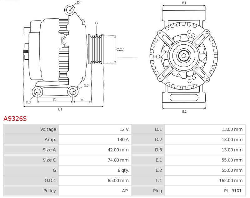 Alternator E-150 5.0 Econoline E-150 5.8 Econoline E-250 5.8 Econoline E-350 5.8 E