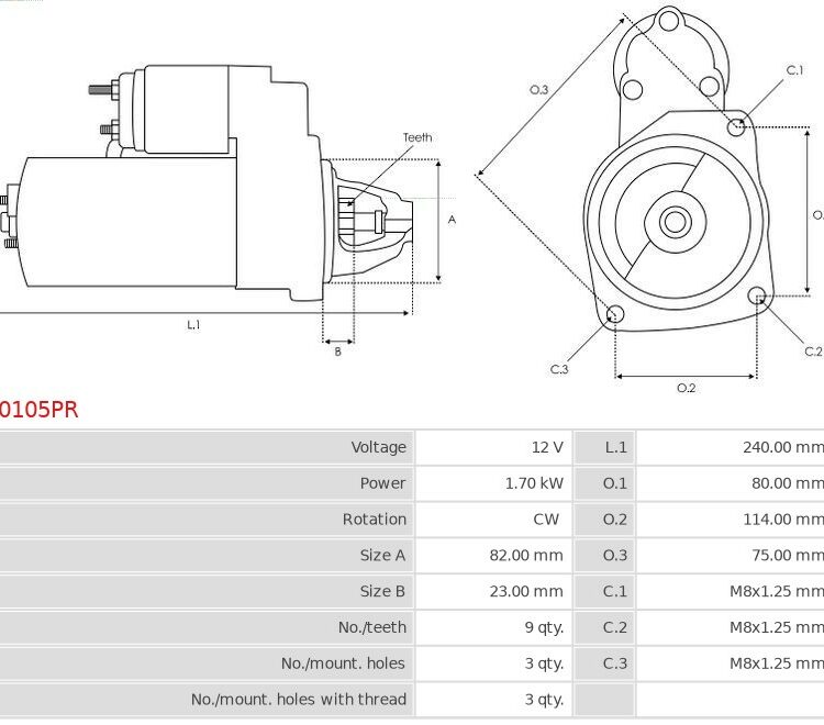 Rozrusznik Fiorino 1.7 D  Fiorino 1.7 TD  Fiorino 1.7 TD S  Palio 1.7 TD  Punto 1.7 D