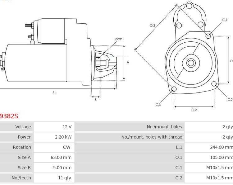 Rozrusznik C70 2.0 D3  S40 2.0 D3  S40 2.0 D4  S40 2.4 CDi  S60 2.0 D3  S60 2.0 D4  S