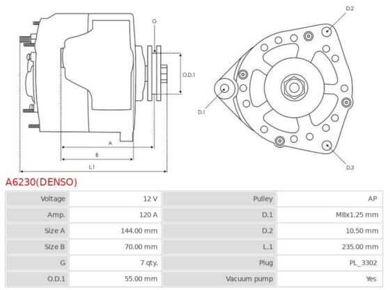 Alternator Defender 2.5 TD5 4×4 Cabrio  Defender 2.5 TD5 4×4 Pick Up  Defender 2.5 TD