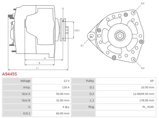 Alternator LOMBARDINI Engine 0.7; Engine 0.9; Engine 1.4; Engine 1.4; Engine 1.6; Engi