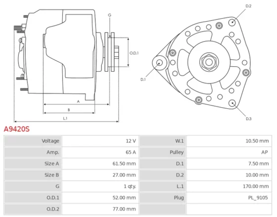 Alternator 103-12 4.2  103-14 4.2  103-52 4.2  103-54  103-54 4.2  106-14 5.7  110-14