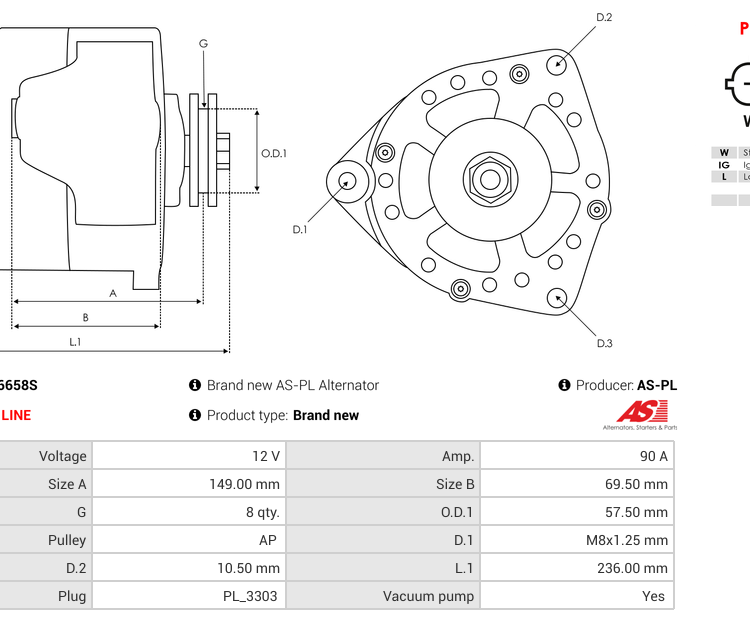 Alternator Frontera A 2.5 TDS  Frontera A 2.5 TDS Sport  Frontera A 2.5 TD 4×4 Long 