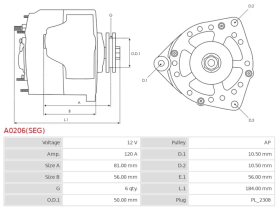 Alternator MERCEDES BENZ C 240 2.4 (202); BENZ C 280 2.8 (202); BENZ CLK 320 3.2 (208)