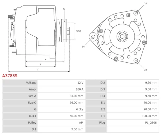 Alternator INFINITI Q50 2.2 D [651.930] 04.2013-  INFINITI Q70 2.2 D [651.930]