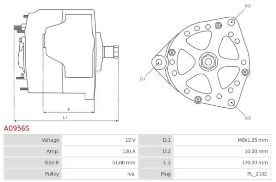 Alternator THERMO KING SB III 2.0; KING SR 2.0; KING Super II 2.0; YANMAR Engine