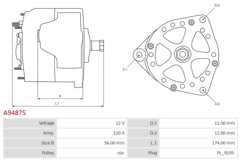 Alternator DEUTZ-FAHR 5080 D 2.9 Keyline; SAME Dorado 100 2.9 Natural; Dorado 70 2.9 N