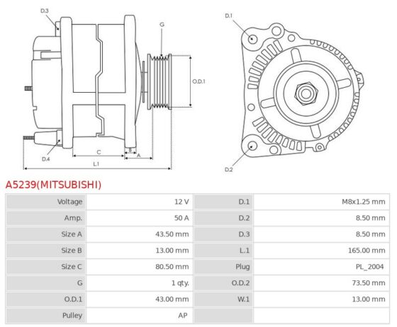 Alternator C3000  C3500  C4000  C5000  C5500  C6500  CC4000  P3000  P3500  P4000  P50