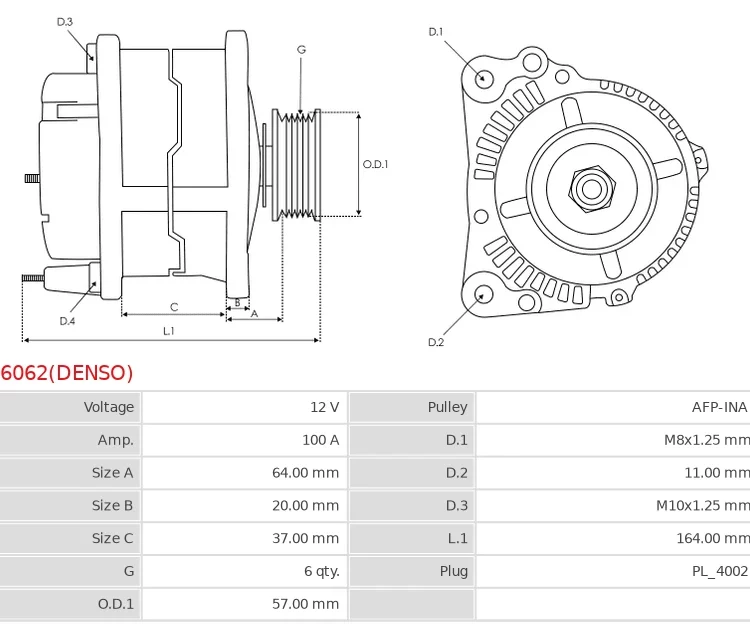 Alternator  100A TOYOTA YARIS 1.33VVTi