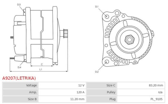 Alternator BETA 35 1.5  38 1.5  43 2.0  50 2.2  60 2.2  75 2.4  90 3.8  MF 4292  MF 42