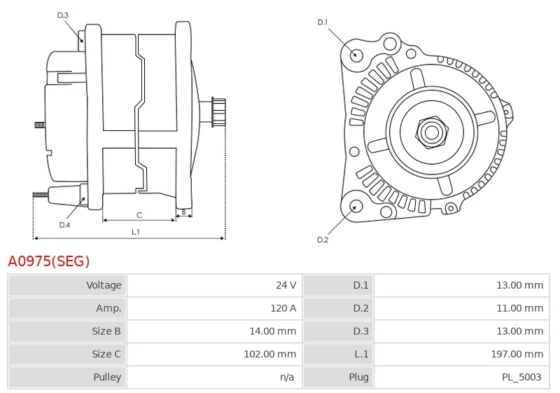Alternator VOLVO FH 16 16.1; FH 16 16.1; FH 16 16.1; FH 16 16.1; FH 16 16.1; FH 16 16.