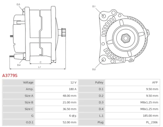 Alternator FORD Bronco 1.5  01.2021-12.2023  FORD Escape 1.5  01.2020-12.2023