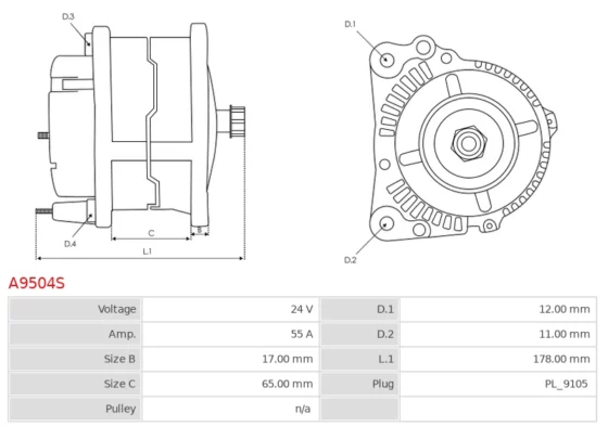 Alternator IRISBUS CityClass 491.27 7.8 CNG 4×2 [F2BE0642A] 01.1991-12.2007  IRISBUS