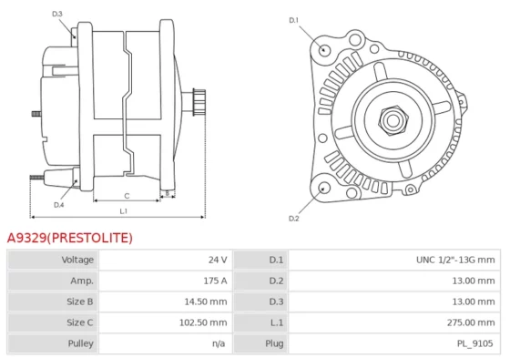 Alternator Nowy Oryginalny  PRESTOLITE A9329(PRESTOLITE)