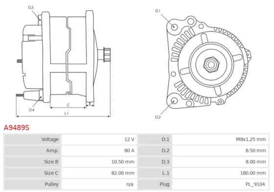 Alternator AGCO Challenger MT345B 3.3; MASSEY FERGUSON MF 3625 F 3.3; FERGUSON MF 3625