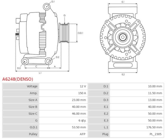 Alternator Discovery 3.0 SDV6  Discovery 3.0 TD  Discovery 3.0 TD TDV6  Range Rover 3