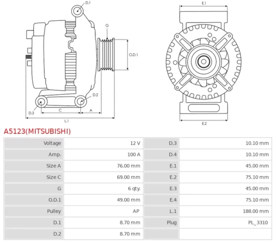 Alternator Nowy Oryginalny  MITSUBISHI A5123(MITSUBISHI)