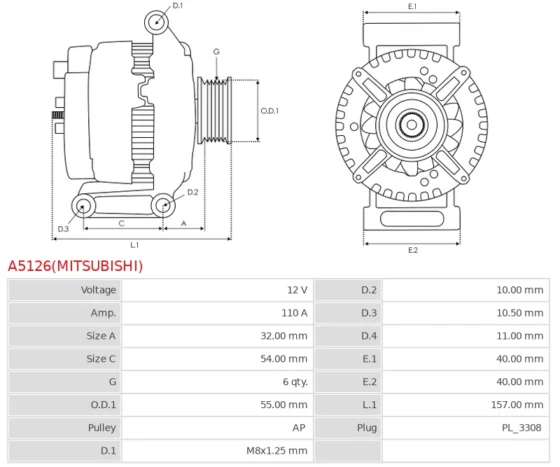 Alternator Nowy Oryginalny  MITSUBISHI A5126(MITSUBISHI)