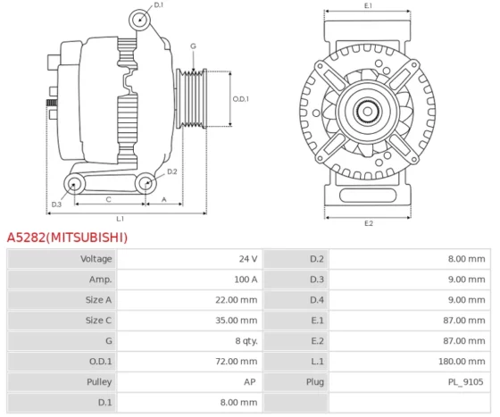 Alternator Nowy Oryginalny  MITSUBISHI A5282(MITSUBISHI)