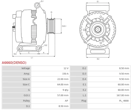 Alternator Nowy Oryginalny  DENSO A6660(DENSO)