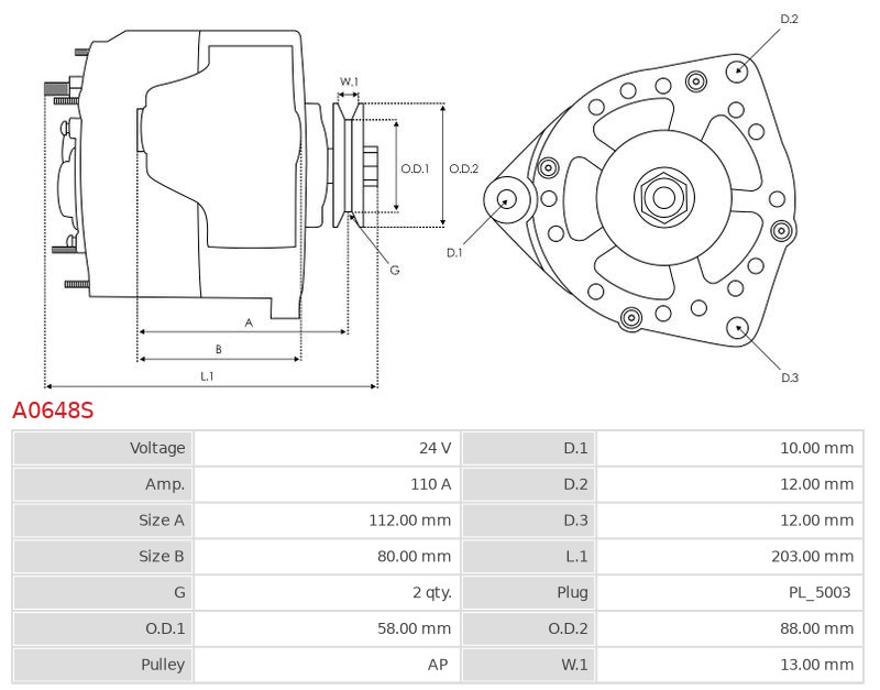 Alternator DAF CF 75 9.2; CF 9.2; TEMSA Tourmalin 12 9.2; Tourmalin 13 9.2; Tourmalin