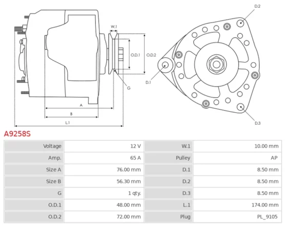 Alternator ABG Alexander 128 3.8; Alexander 128G 3.8; Puma 168 2.8; Puma 168A 2.8; Pum
