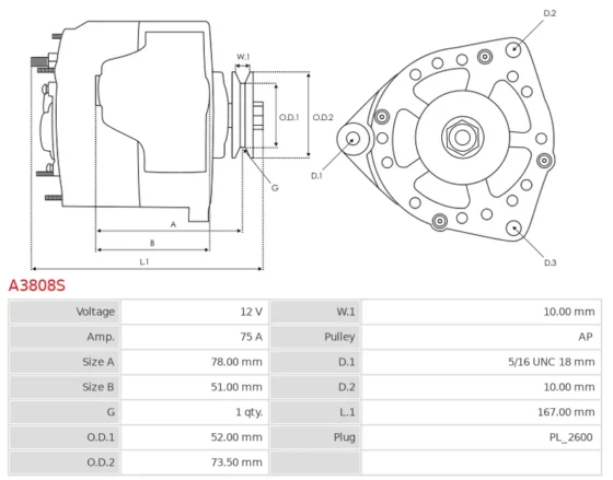Alternator VOLVO PENTA Engine 4.3 GL [262ci] 01.2000-12.2006  VOLVO PENTA Engine 5.7