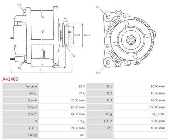 Alternator FIAT 127 1.3 D; 127 1.3 Di; Fiorino 1.3 D; Fiorino 1.3 D; Panda 1.3 D; Uno