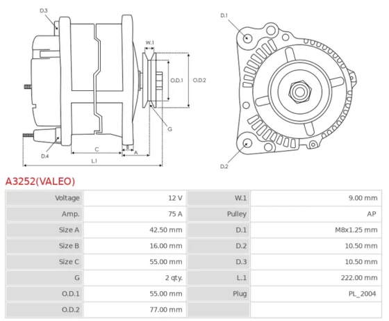 Alternator  KIA PREGIO 2.5 TCI
